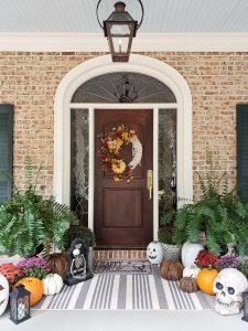 pumpkins and door