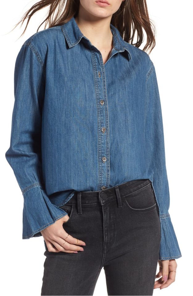 Must have denim tunic with amazing sleeve detail! #tunic 