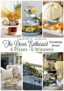 Decor Enthusiast GIVEAWAY with 6 different winners and 6 trendy home decor items!