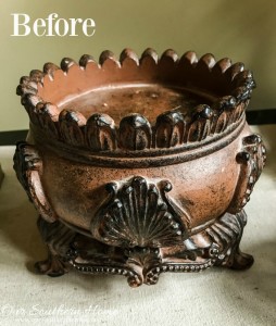 Wow! A little spray paint can completely transform a home decor piece. Now it so fits into a French Farmhouse style!