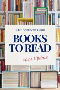 graphic of books with text overlay