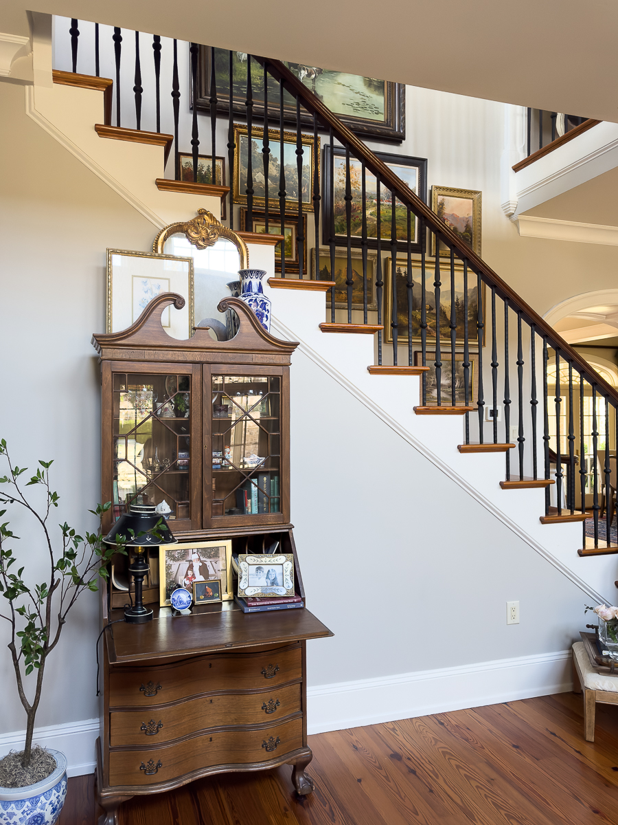 family room with staircase