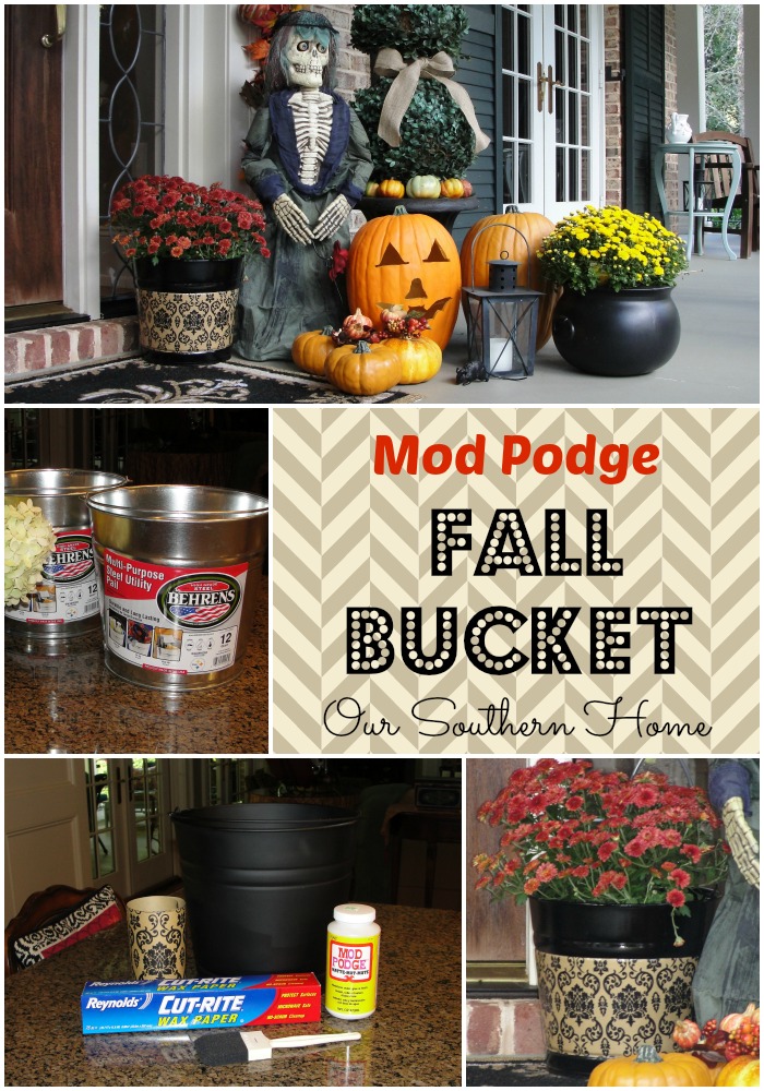 Fall Decoupage Bucket