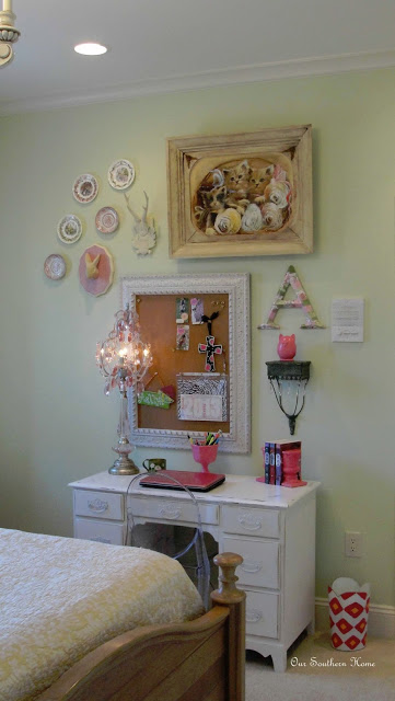 teen girl's room with vintage study area