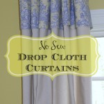 No sew drop cloth curtains with toile fabric from Our Southern Home #dropcloth #dropclothcurtains #nosewcurtains #windowtreatments