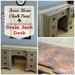Antique desk makeover using Annie Sloan Chalk paint from Our Southern Home #ascp #grainsackpainttechnique #chalkpaint #anniesloanchalkpaint #frenchlinen