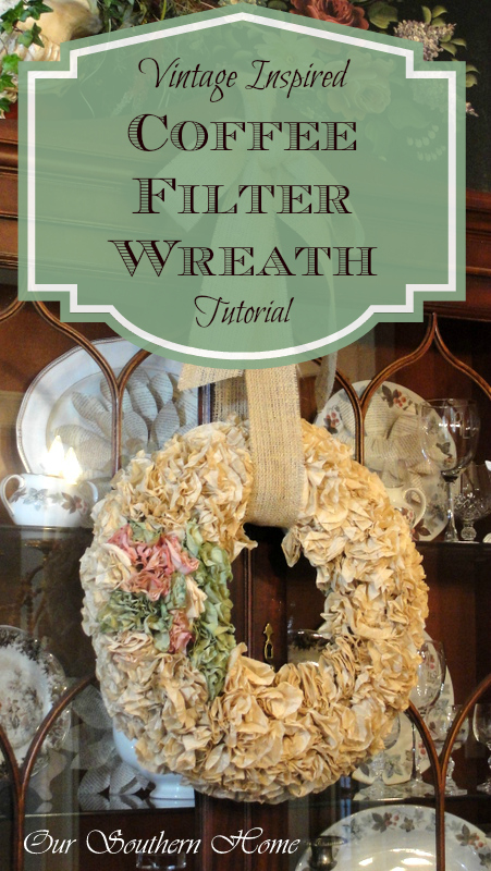 Coffee Filter Wreath Tutorial from Our Southern Home #coffeefilterwreath #coffeefiltercrafts