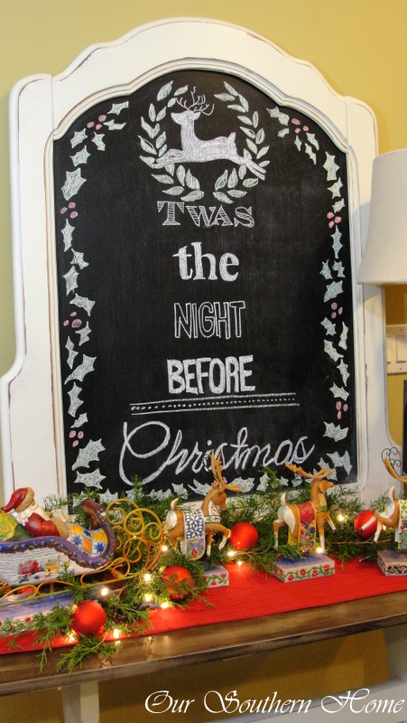 Christmas Chalk art Vignette via Our Southern Home