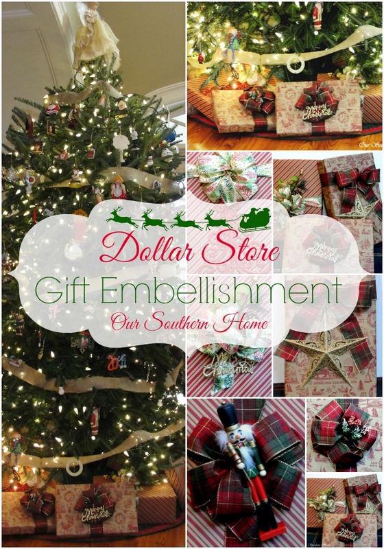 Dollar Tree Gift Embelishment with Our Southern Home #Christmas
