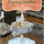 S'mores Station made with dollar store candleholders from Our Southern Home #dollarstorechallenge #dollartree #smores #smoresstation #ascp #anniesloanchalkpaint