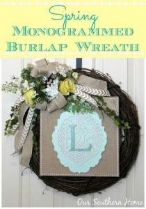 Burlap Monogram Wreath from Our Southern Home