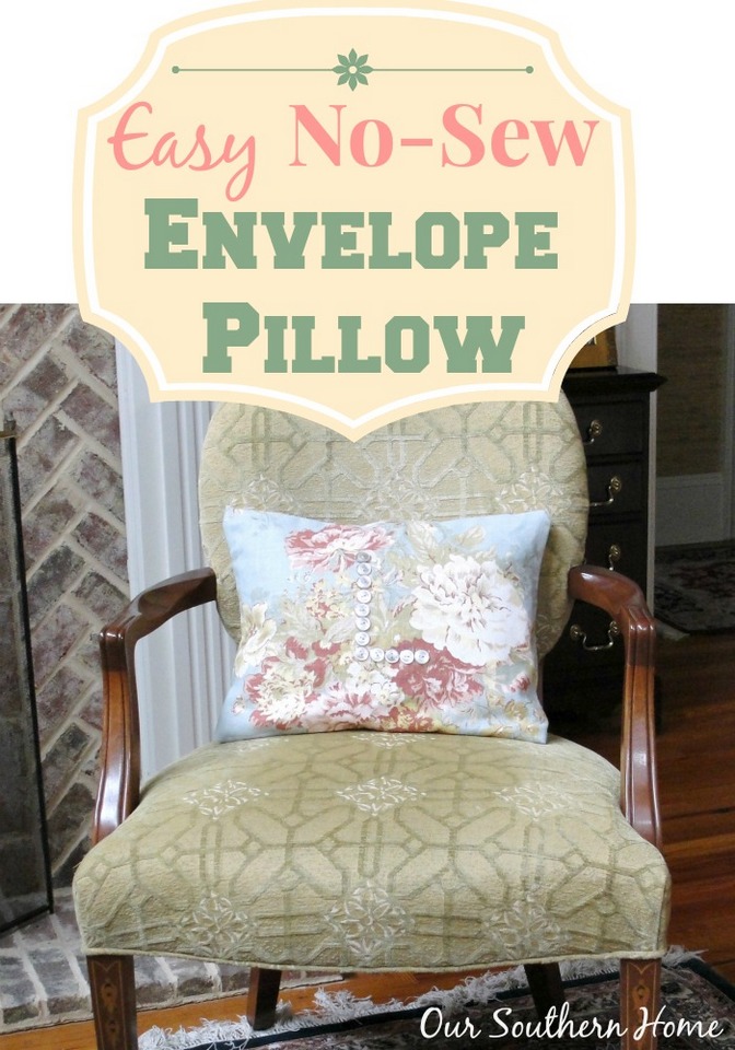 No Sew Envelope Pillow with button monogram by Our Southern Home #nosew #nosewenvelopepillow