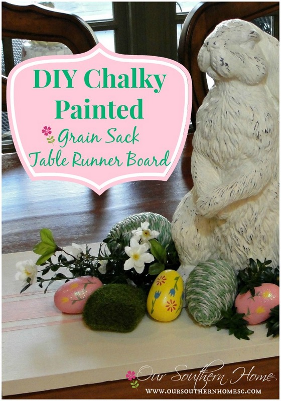 Chalky Painted Grain Sack Table Runner Board
