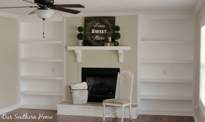 Budget Mantel Wall Makeover by Our Southern Home #mantelmakeover #mantel