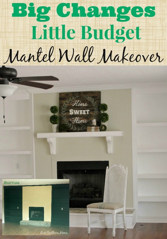 Budget Mantel Wall Makeover by Our Southern Home #mantelmakeover #mantel