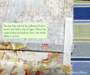 No Sew Envelope Pillow with button monogram by Our Southern Home #nosew #nosewenvelopepillow