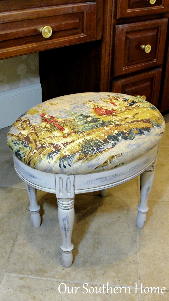 Stool Makeover with Americana Decor Chalky Finish Paint from Our Southern Home