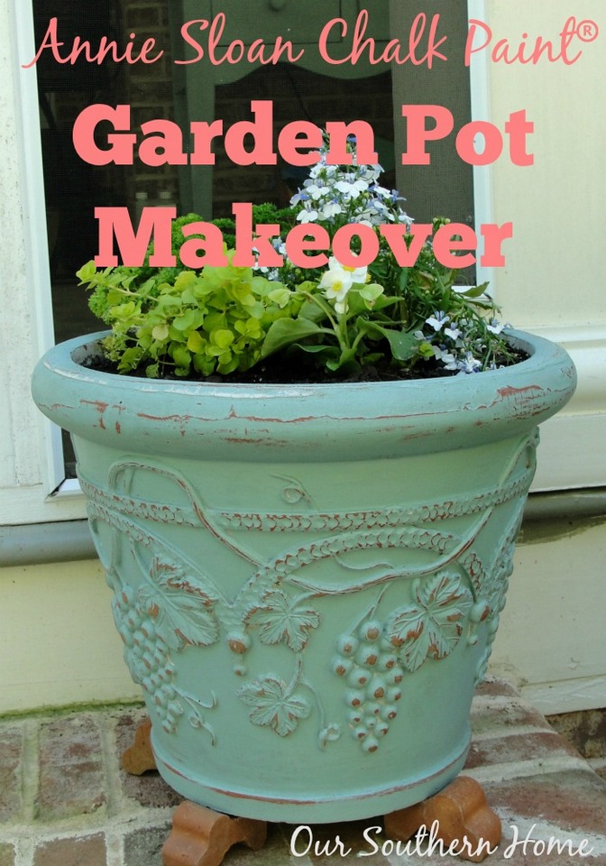 Painting Garden Pots with Annie Sloan Chalk Paint via Our Southern Home