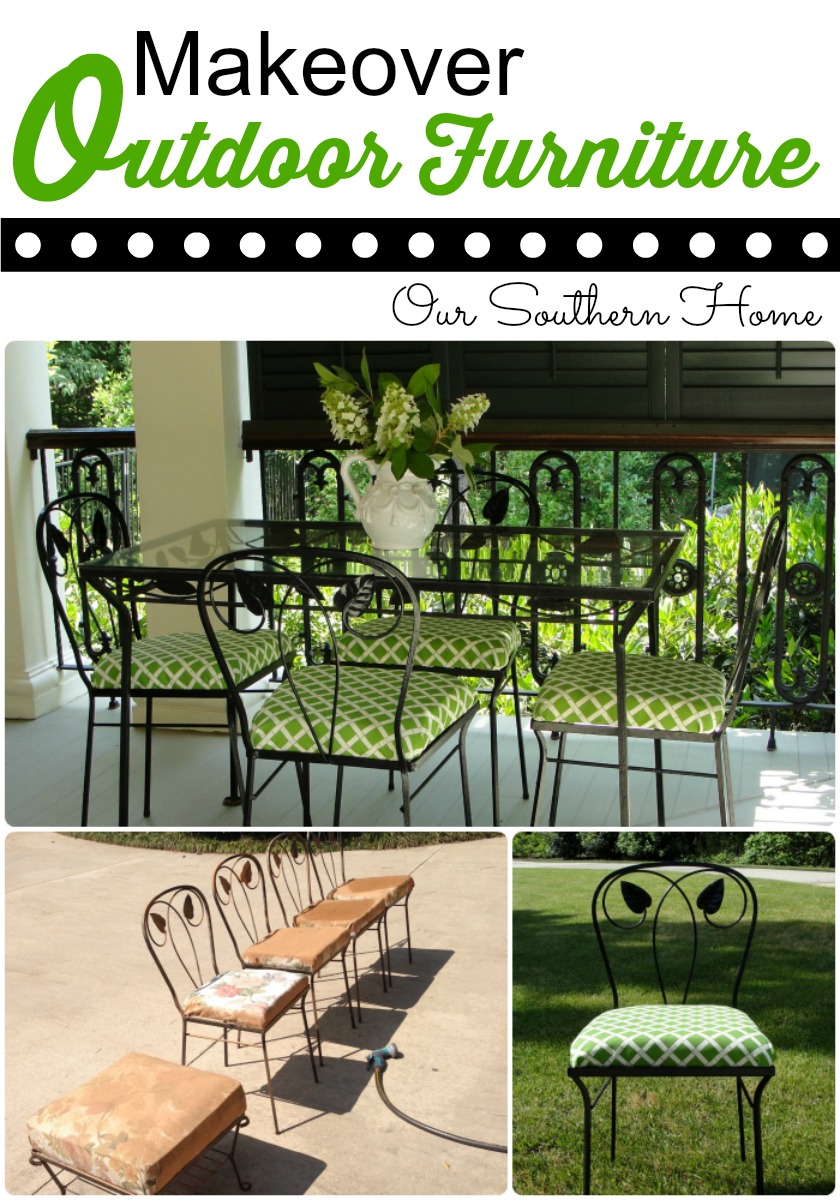 Porch Furniture Update with outdoor fabrics via Our Southern Home