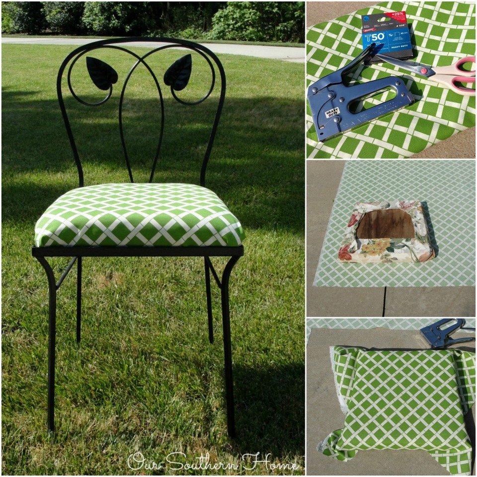 Porch Furniture Update with outdoor fabrics via Our Southern Home
