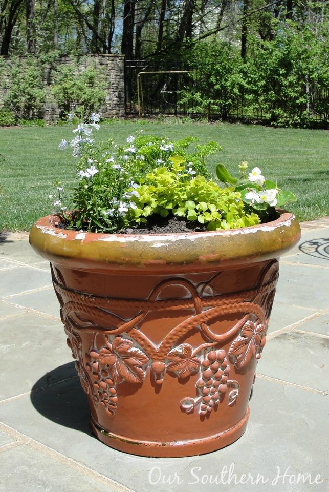 Painting Garden Pots with Annie Sloan Chalk Paint via Our Southern Home