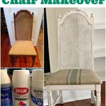 $5 thrift store chair makeover with painted burlap fabric by Our Southern Home