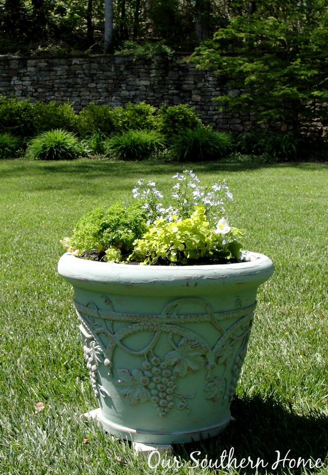 Painting Garden Pots with Annie Sloan Chalk Paint via Our Southern Home