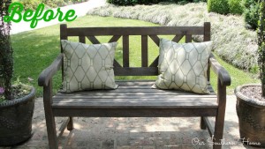 Porch Furniture Update with outdoor fabrics via Our Southern Home