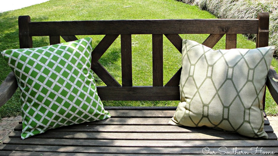 Porch Furniture Update with outdoor fabrics via Our Southern Home