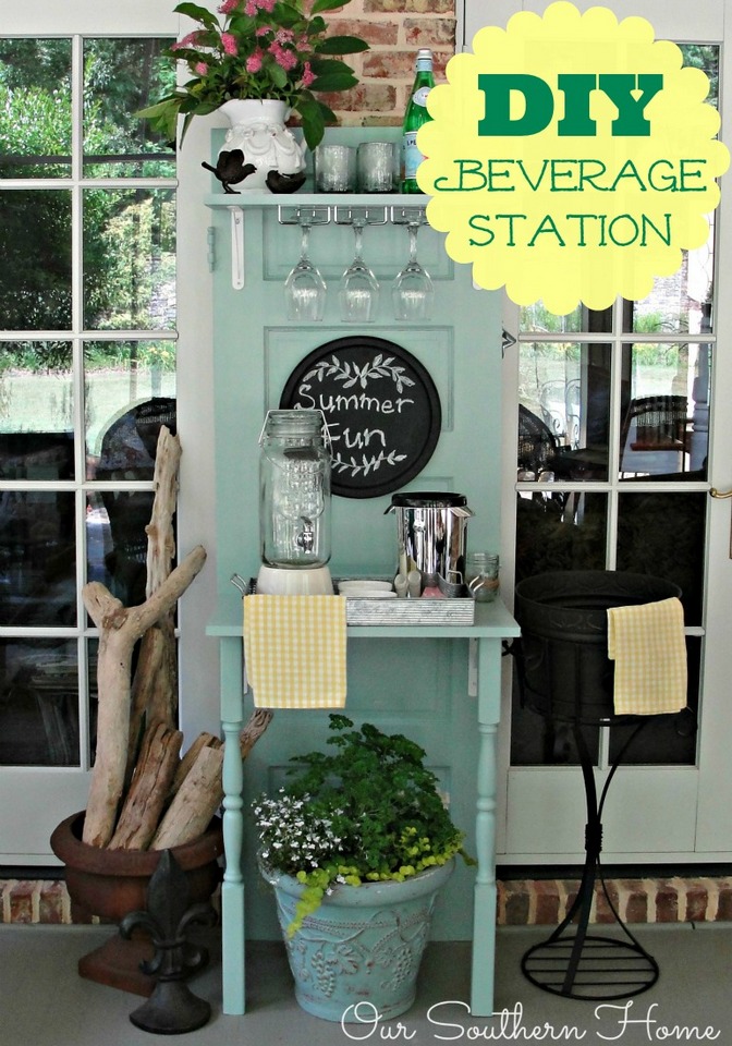 Upcycled beverage station using Elmer's ProBond via Our Southern Home