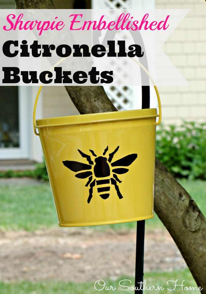 Sharpie Embellished Citronella Buckets by Our Southern Home #sharpie #cutter