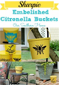 Sharpie Embellished Citronella Buckets by Our Southern Home #sharpie