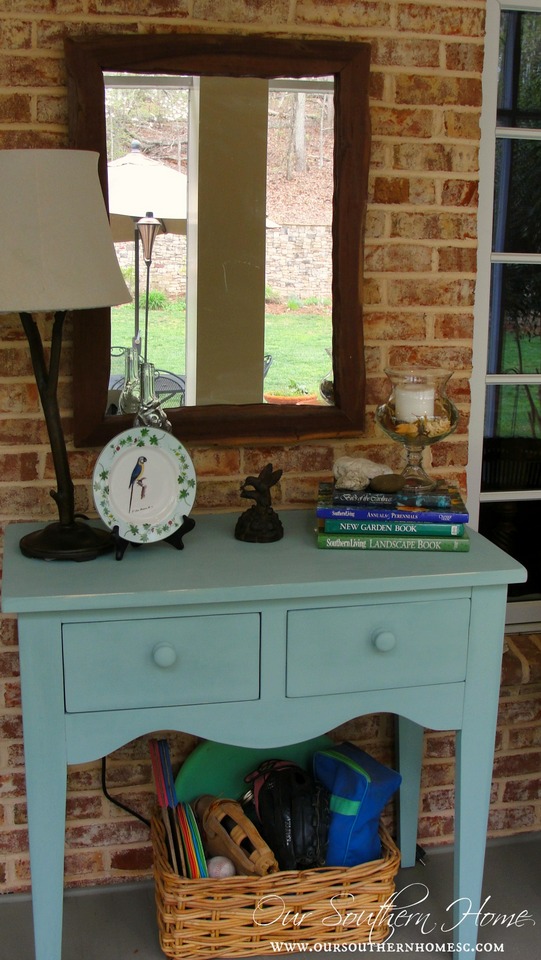 Beach inspired porch sideboard with Annie Sloan Chalk Paint by Our Southern Home