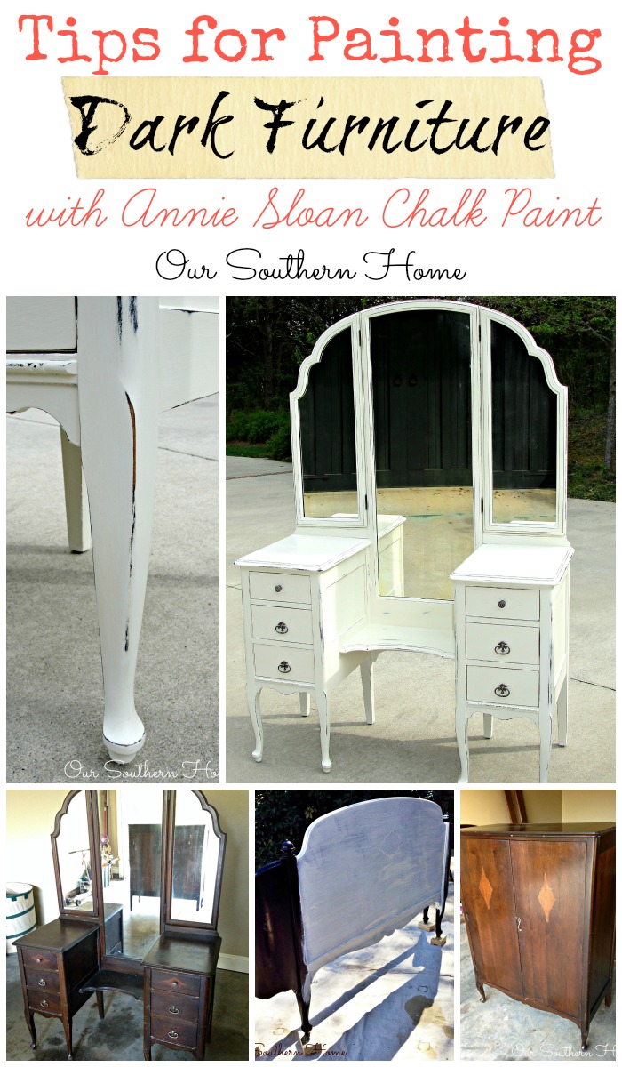 Tips for painting dark furniture with chalky paint finishes via Our Southern Home