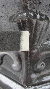 Fall clean up and DIY paint finish for concrete planter via Our Southern Home