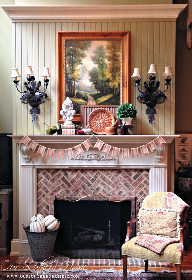 Fall mantel and quick and easy DIY bunting from Our Southern Home #fall