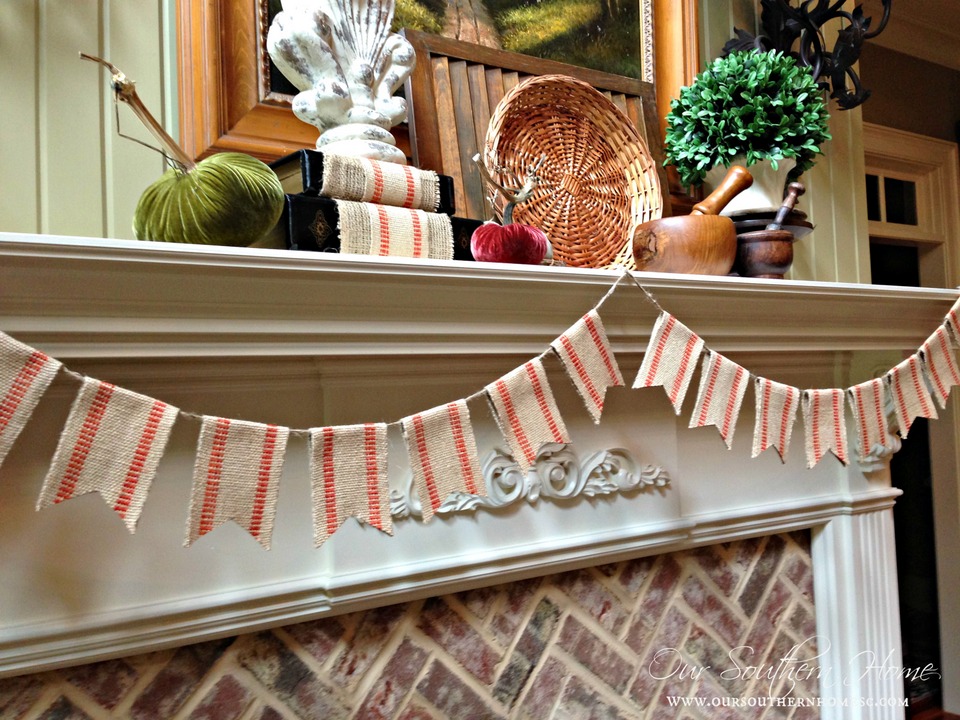 Fall mantel and quick and easy DIY bunting from Our Southern Home #fall