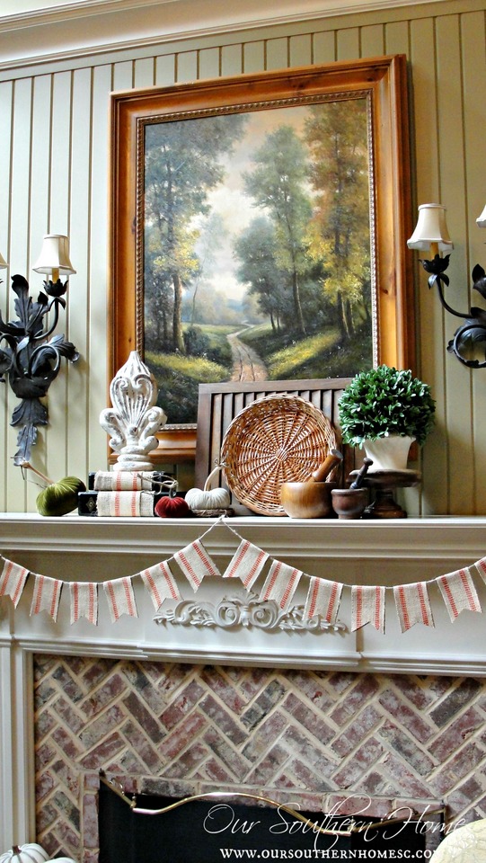 Fall mantel and quick and easy DIY bunting from Our Southern Home #fall