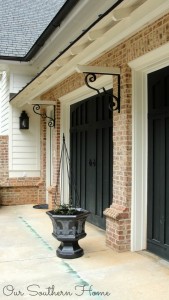 Fall clean up and DIY paint finish for concrete planter via Our Southern Home