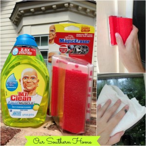 Fall clean up and DIY paint finish for concrete planter via Our Southern Home