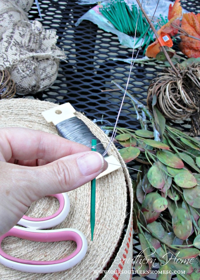 floral wire with green florist picks