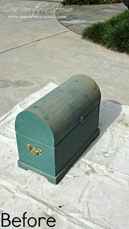 French Inspired Chest Makeover with Americana Decor Chalky Finish Paints via Our Southern Home