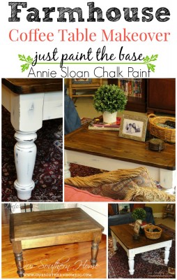 Farmhouse coffee table makeover using Annie Sloan Chalk Paint. Just paint the base by Our Southern Home #chalkpaint