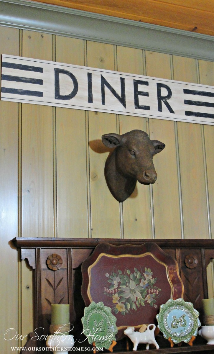 Pottery Barn inspired Diner sign tutorial created with materials on-hand by Our Southern Home. #rockyourknockoff #knockoff