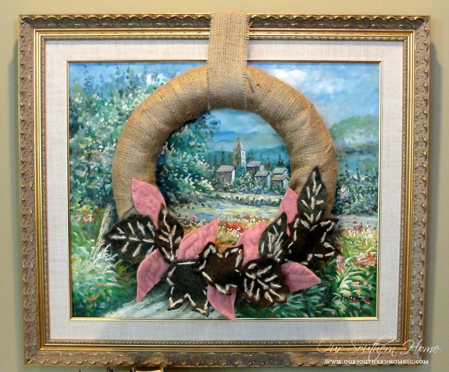 Felted Leaves Wreath made from Goodwill sweaters by Our Southern Home. #felted #felted leaves #fallwreath
