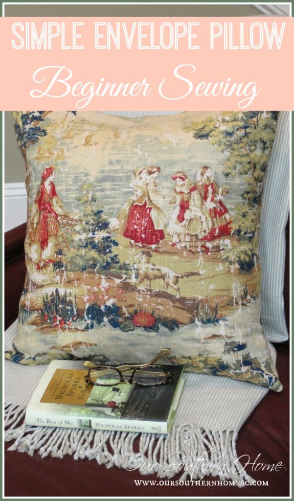 Simple toile envelope pillow tutorial for the beginner sewer via Our Southern Home #pillows #sewing