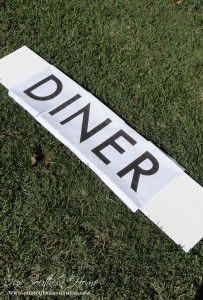 Pottery Barn inspired Diner sign tutorial created with materials on-hand by Our Southern Home. #rockyourknockoff #knockoff