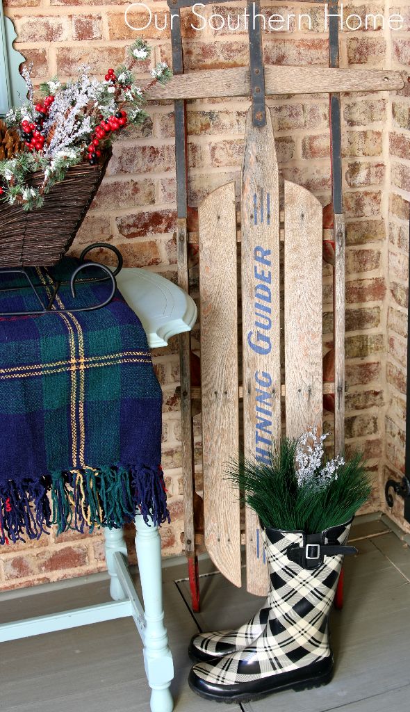 Outdoor Christmas vignette to welcome your guests into your home by Our Southern Home