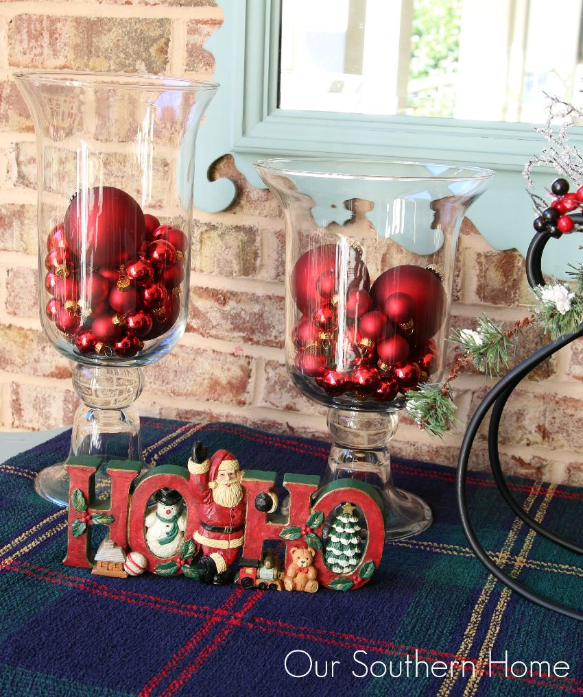 Outdoor Christmas vignette to welcome your guests into your home by Our Southern Home