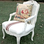 Painted French leather chair with Annie Sloan Chalk Paints in Primer Red and Old White by Our Southern Home